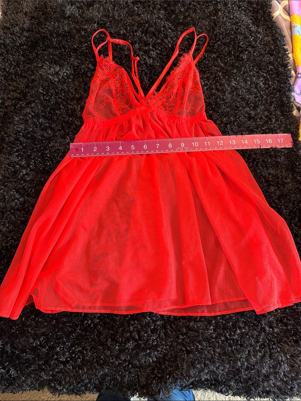 Victoria's Secret orange/red Lace & Mesh Babydoll Chemise
